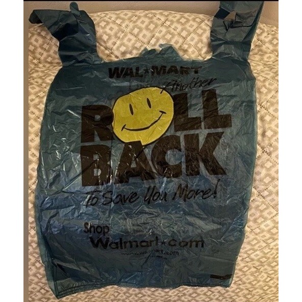 Vintage Collectibles Wal Mart Blue Yellow Smiley Face Bags 3 Set Year Of 2001